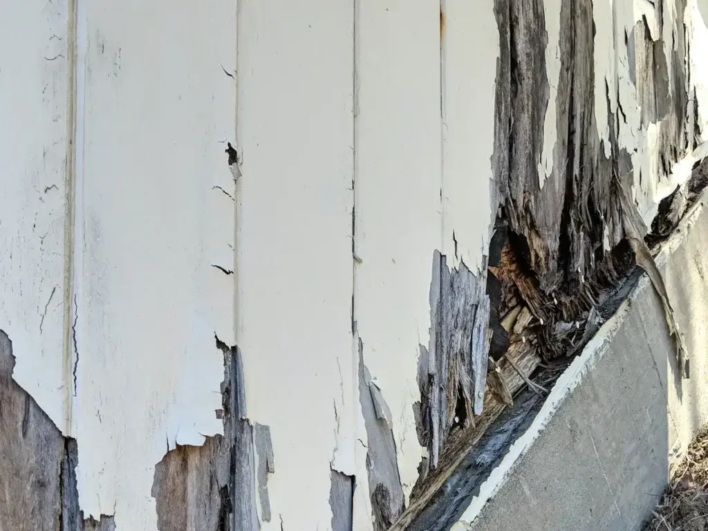 Dryrot On White Painted Wood Wall